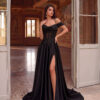 Light Luxury Sheer Lace Satin Evening Dress Off-Shoulder Strap Wedding Dinner Long Dress